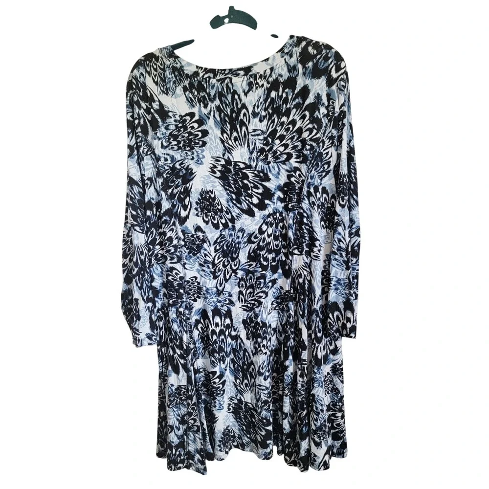 Avenue 3X Tunic‎ or Short Dress Cape Cod Feather V-Neck LS Plus Size 3X NWT